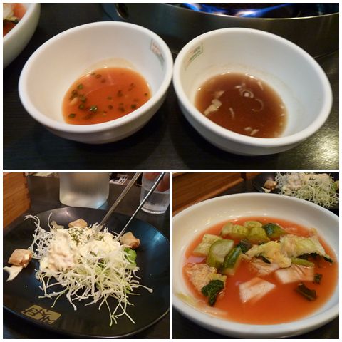 shabu01 Two kinds of sauces; salad and water kimchi