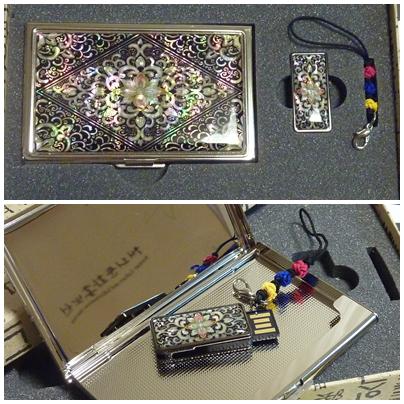 Mother-of-pearl business card holder and USB Got them last spring (from KOCIS)