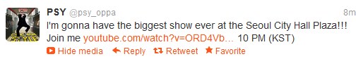 psy tweets