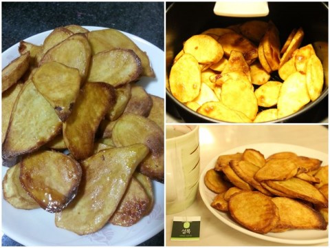 Filipino-style sweet potato fries goes well with green tea