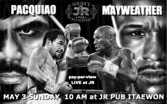 Watch the Pacquaio-Mayweather fight at JR Pub in Itaewon.