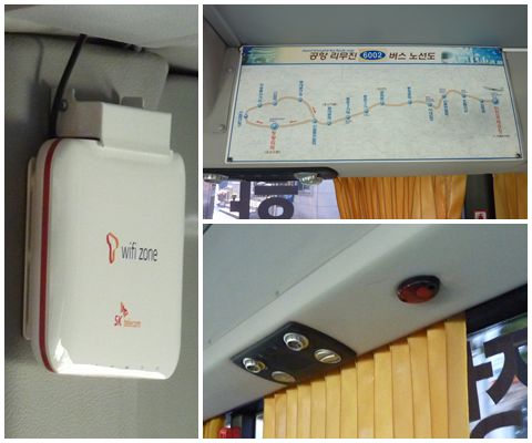 Korea airport limousine bus WiFi, route map, aircon control and stop button